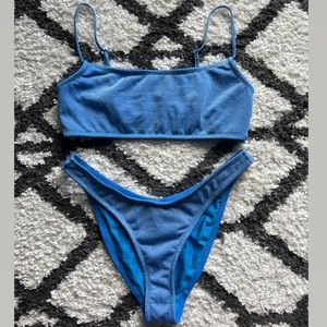 COPY - Royal blue sparkly triangl bikini set